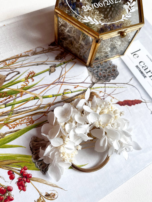 Barrette ronde en hortensia stabilisé HORTENSE