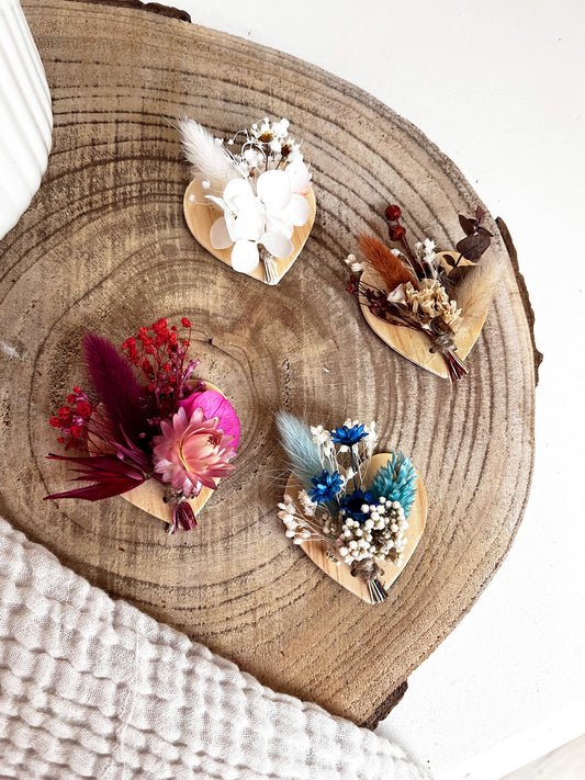 Magnet fleurs séchées en forme de coeur