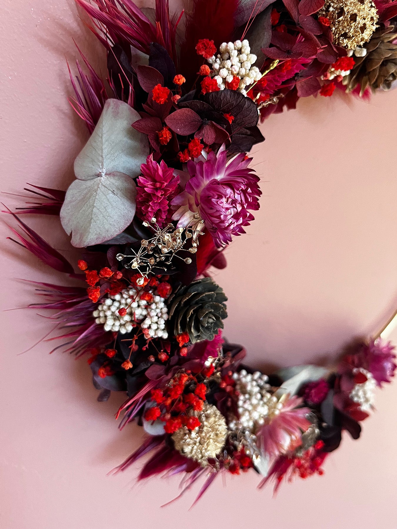 Couronne de fleurs séchées "Magie de Noël"