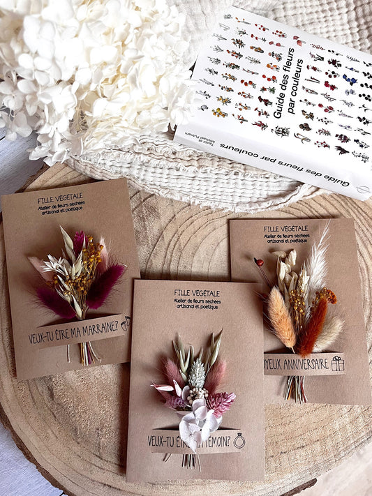 Carte "Veux-tu être ma marraine?" avec bouquet