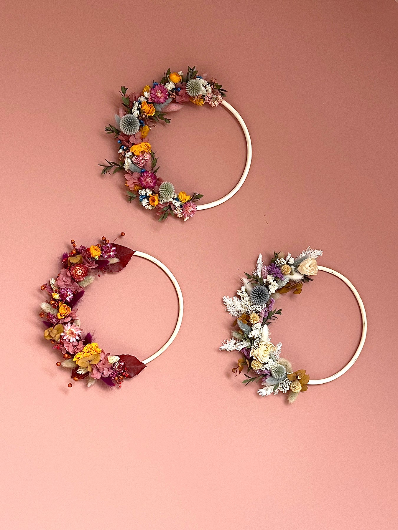 Couronne de fleurs séchées AZÉLIE