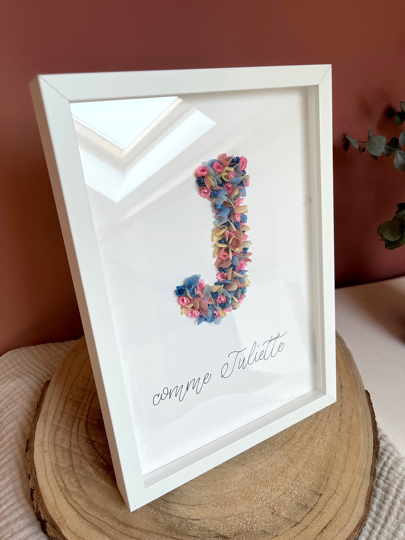 Cadre à initiale fleurie personnalisable - précommande cadeau fêtes des Mères