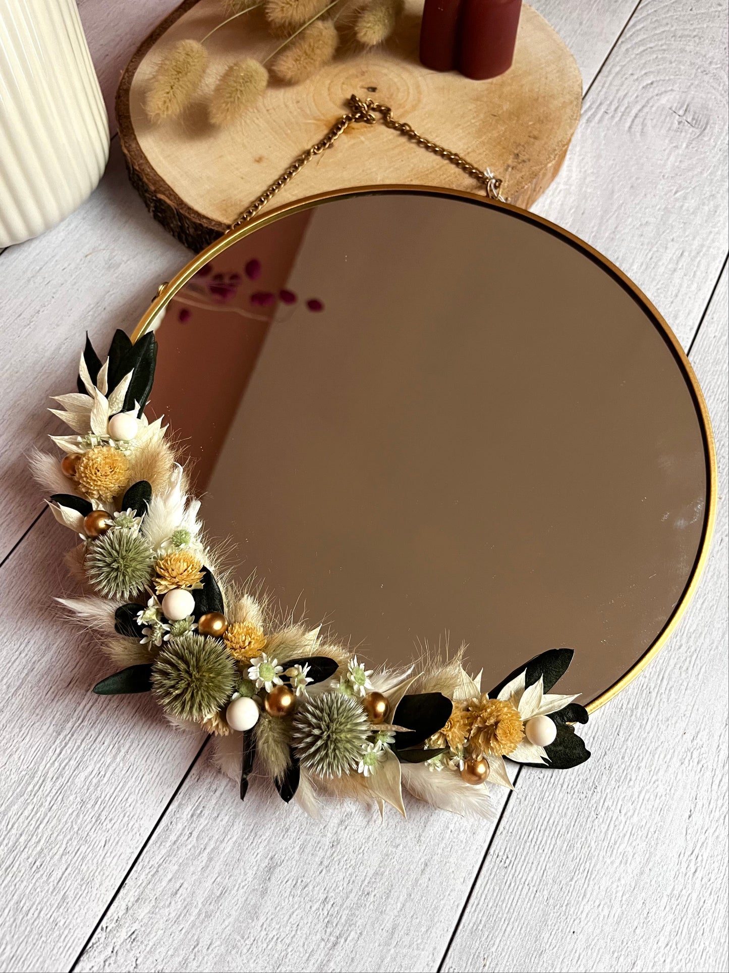 Miroir fleuri sur mesure