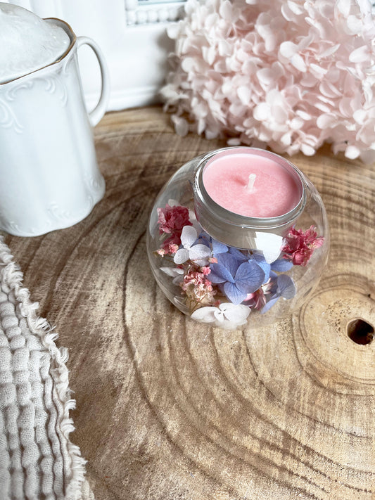 Photophore en fleurs séchées et verre x L'atelier de Lune