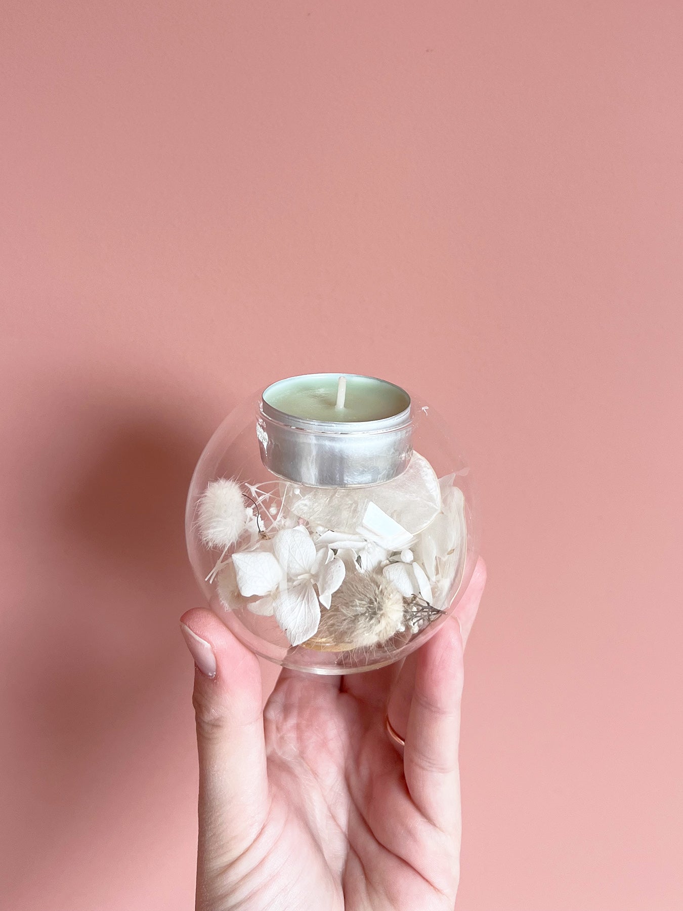 Photophore en fleurs séchées et verre x L'atelier de Lune