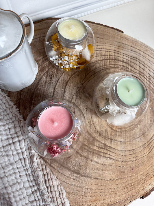 Photophore en fleurs séchées et verre x L'atelier de Lune