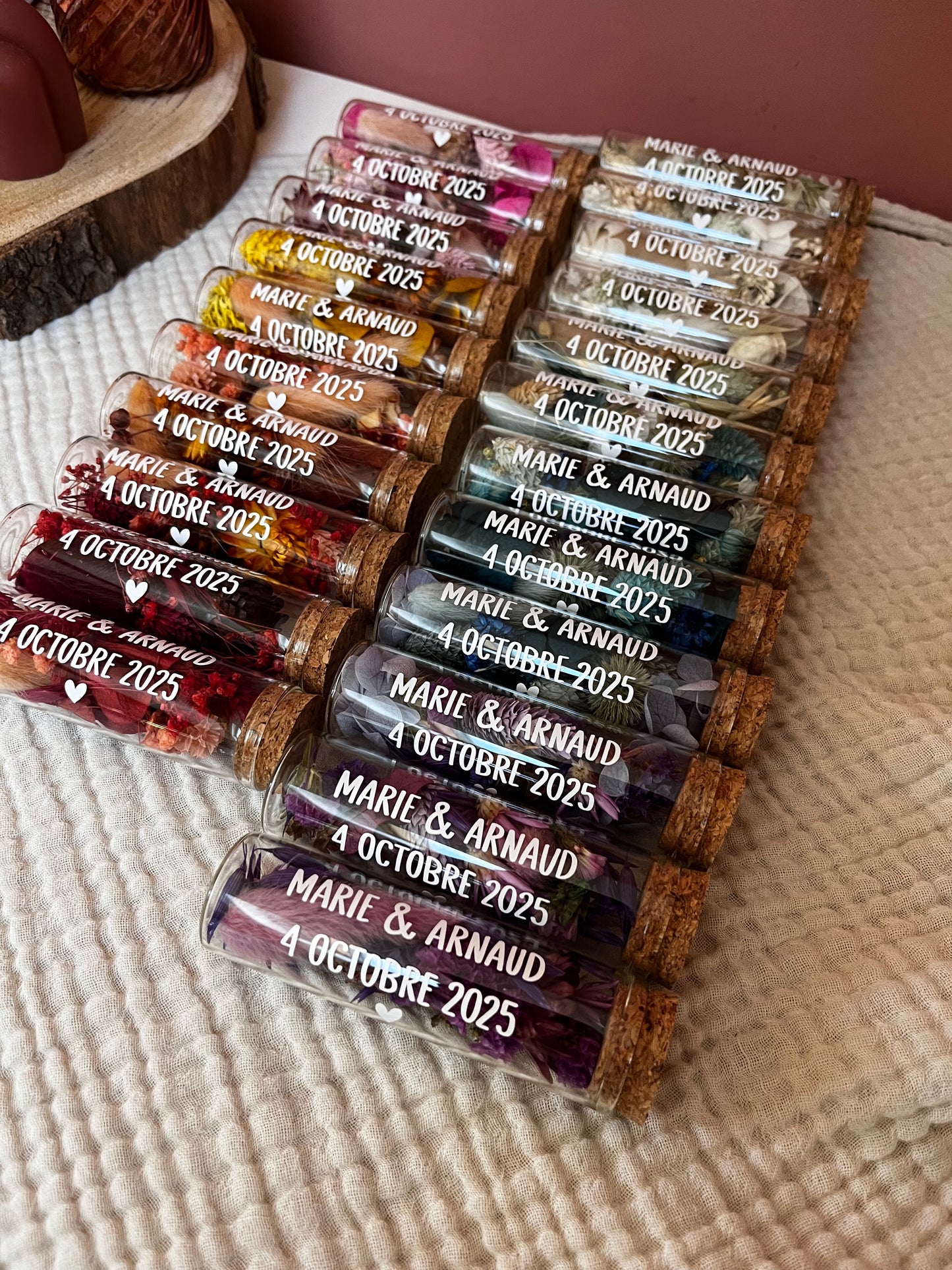 Fiole de fleurs séchées sur mesure