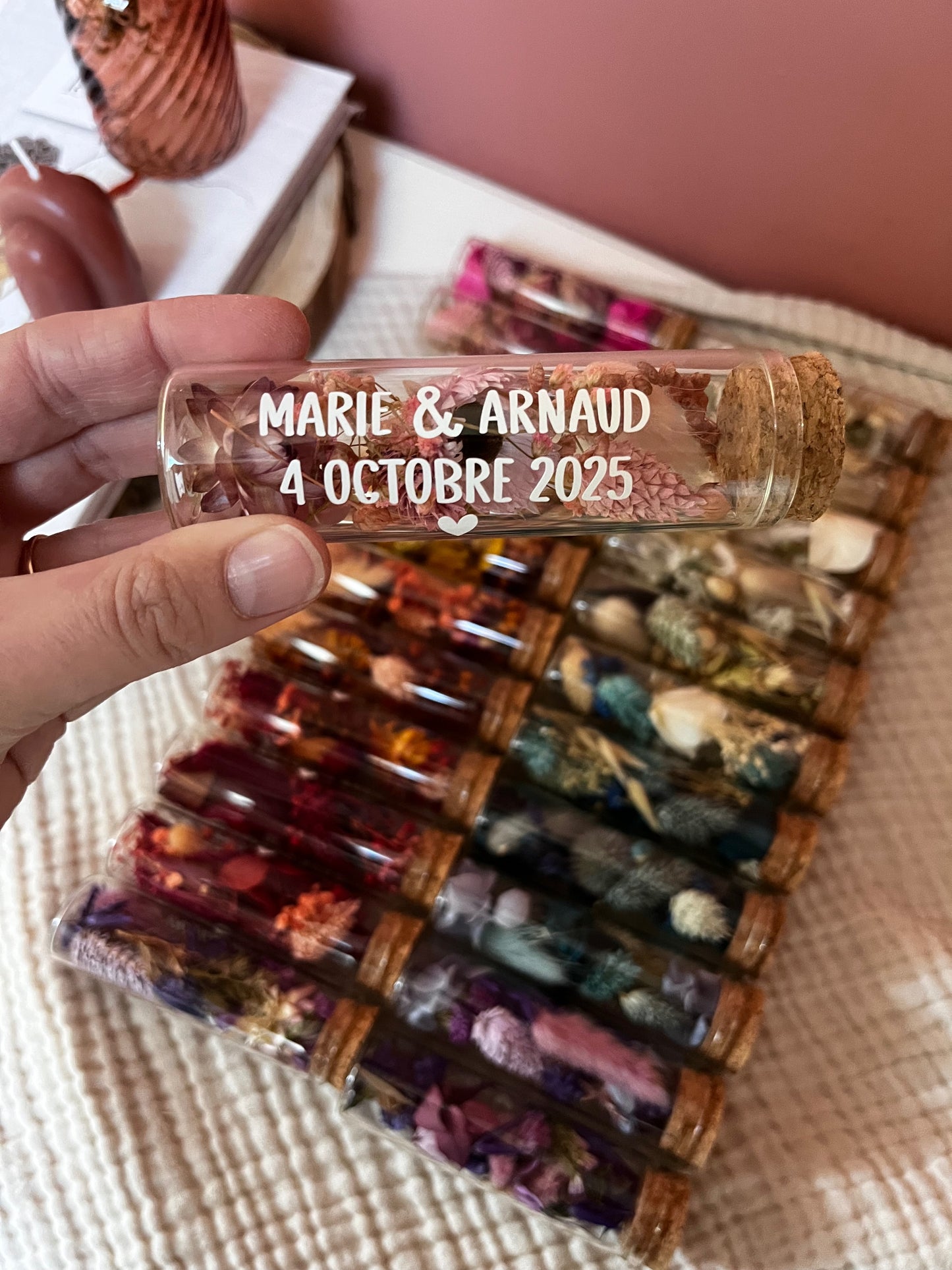 Fiole de fleurs séchées sur mesure