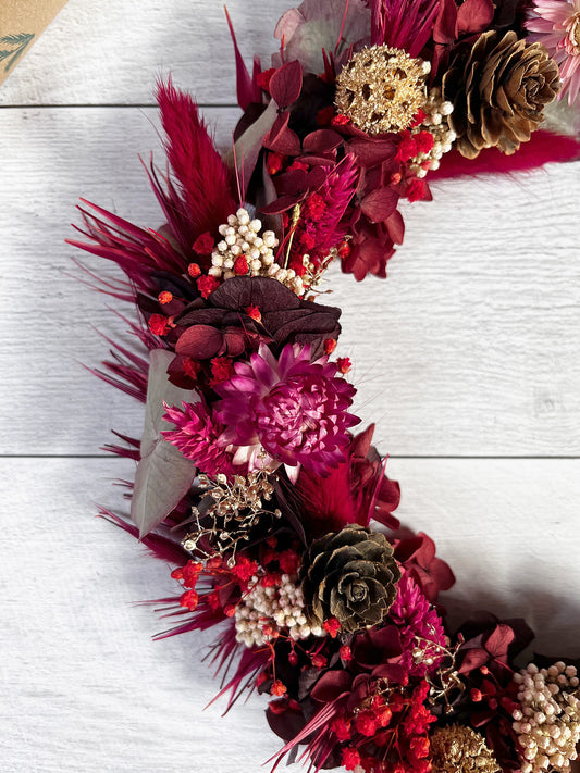 Couronne de fleurs séchées "Magie de Noël"