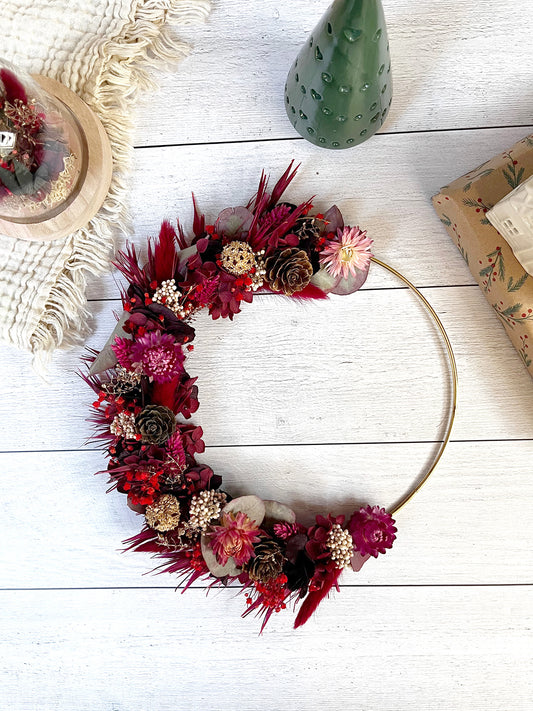 Couronne de fleurs séchées "Magie de Noël"