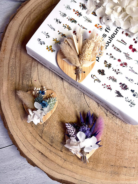Magnet fleurs séchées en forme de coeur