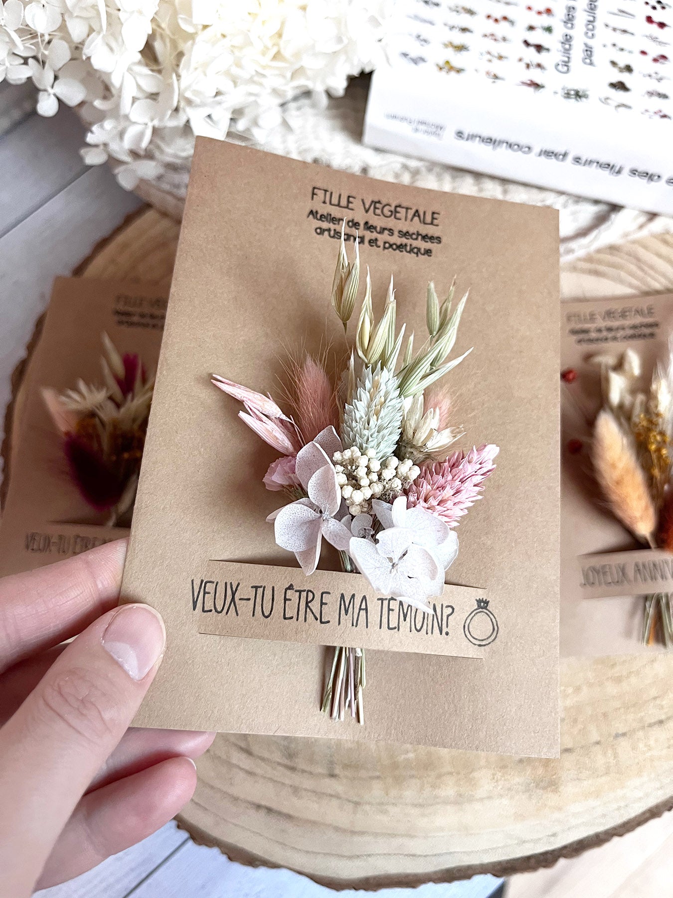 Carte "Veux-tu être ma témoin?" avec bouquet