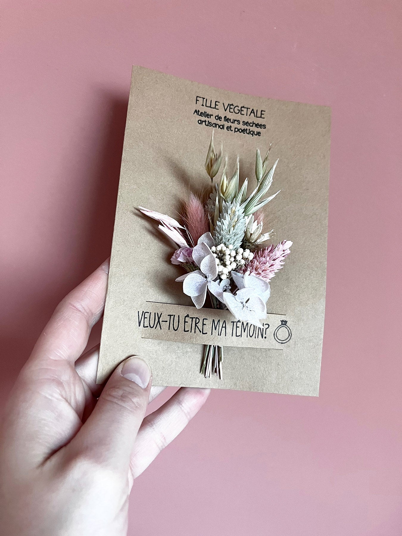 Carte "Veux-tu être ma témoin?" avec bouquet