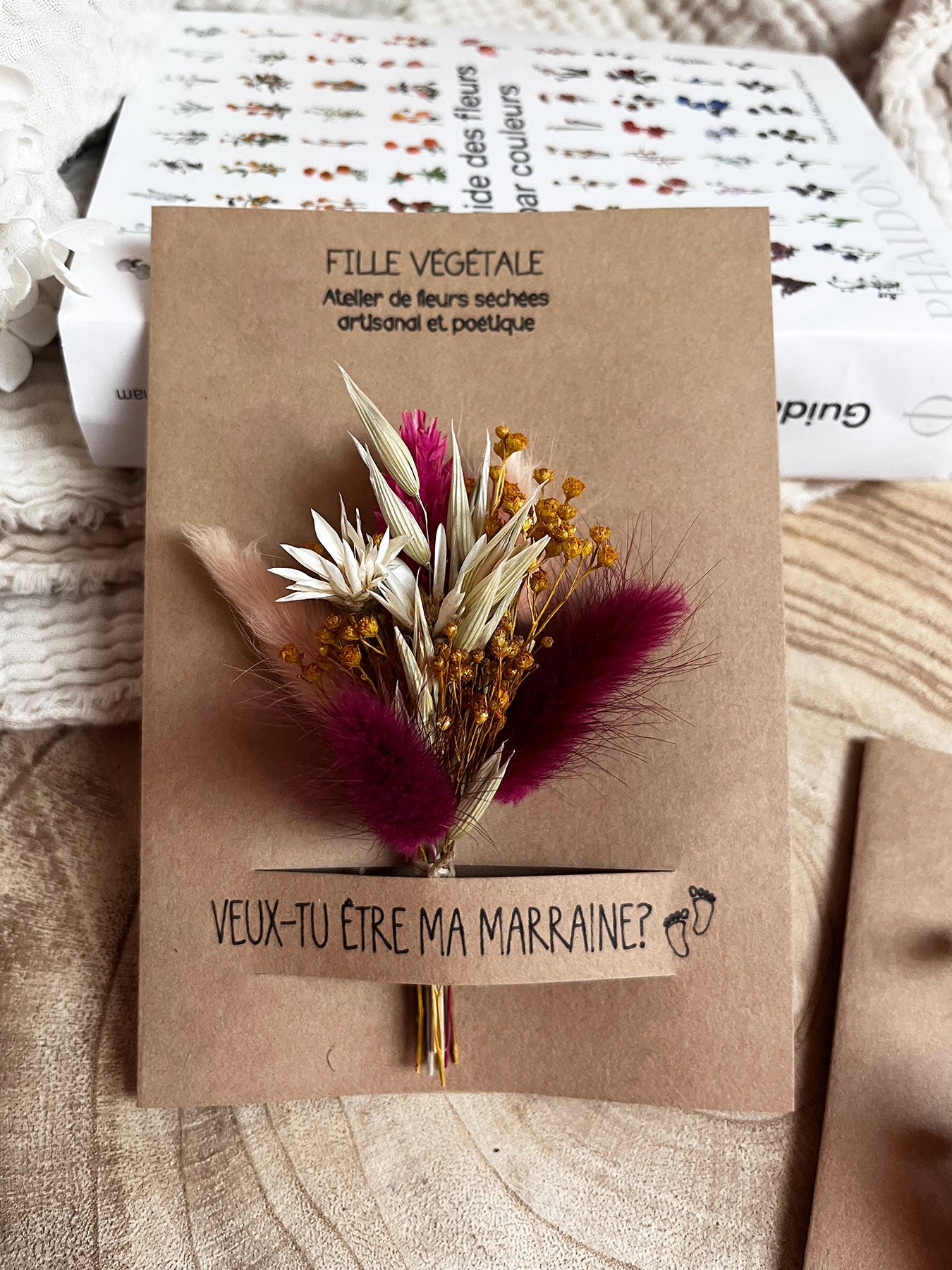 Carte "Veux-tu être ma marraine?" avec bouquet