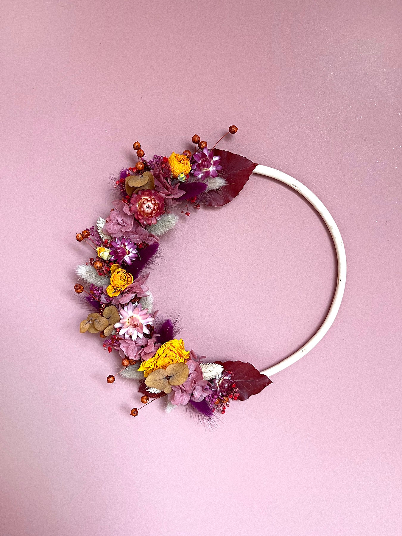 Couronne de fleurs séchées AZÉLIE