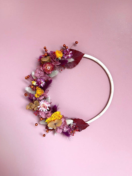 Couronne de fleurs séchées AZÉLIE