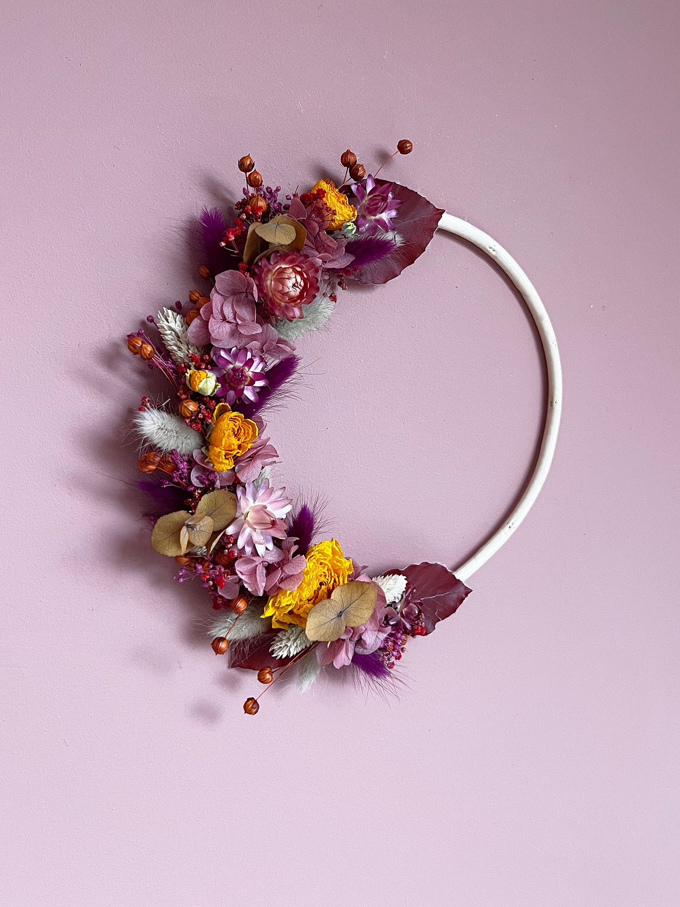 Couronne de fleurs séchées AZÉLIE