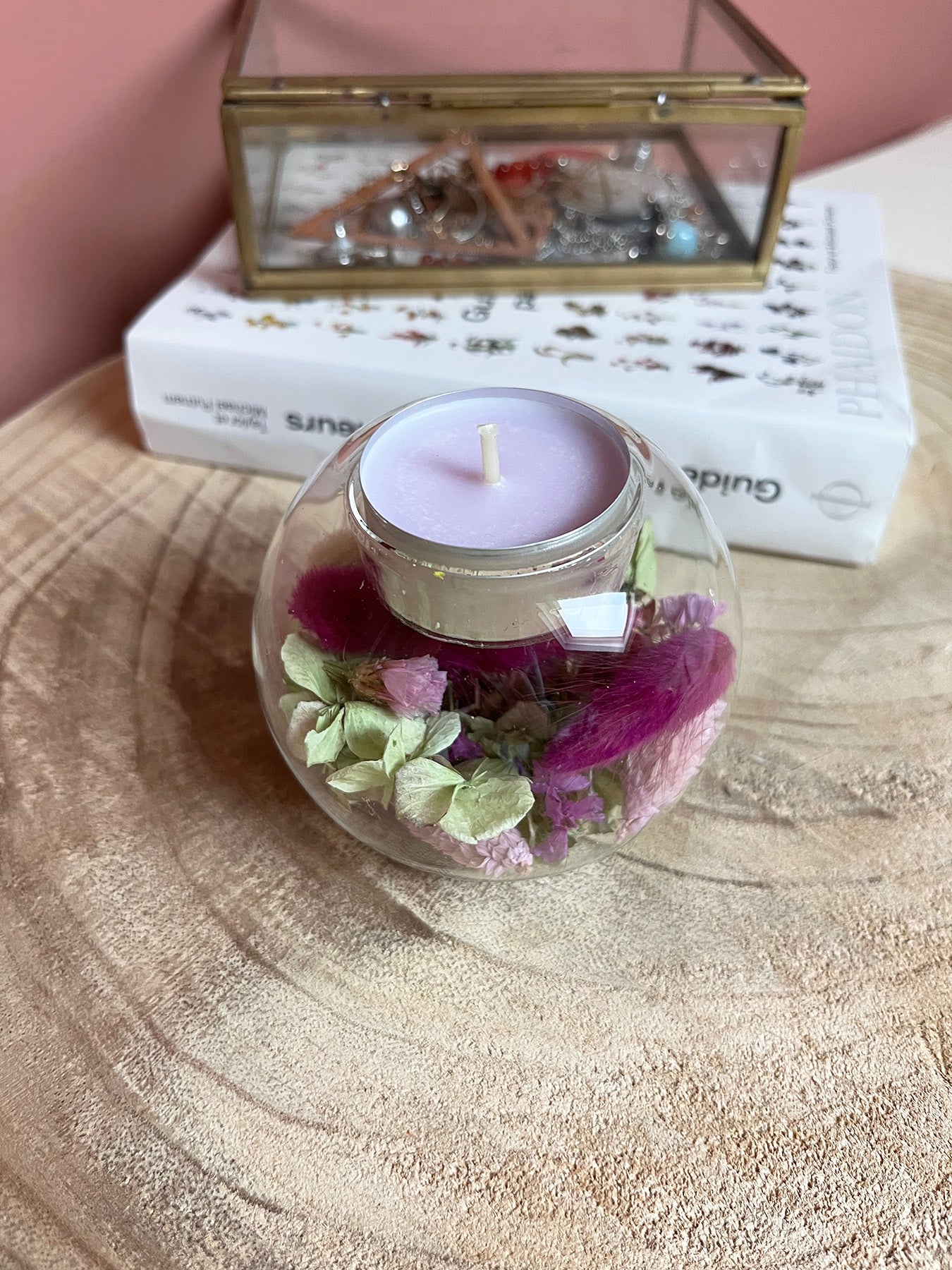 Photophore en fleurs séchées et verre x L'atelier de Lune
