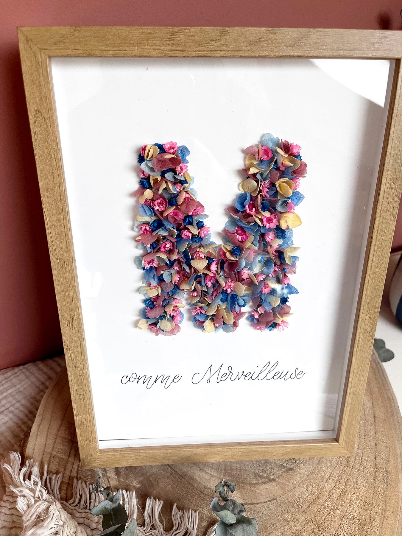 Cadre à initiale fleurie personnalisable - précommande cadeau fêtes des Mères