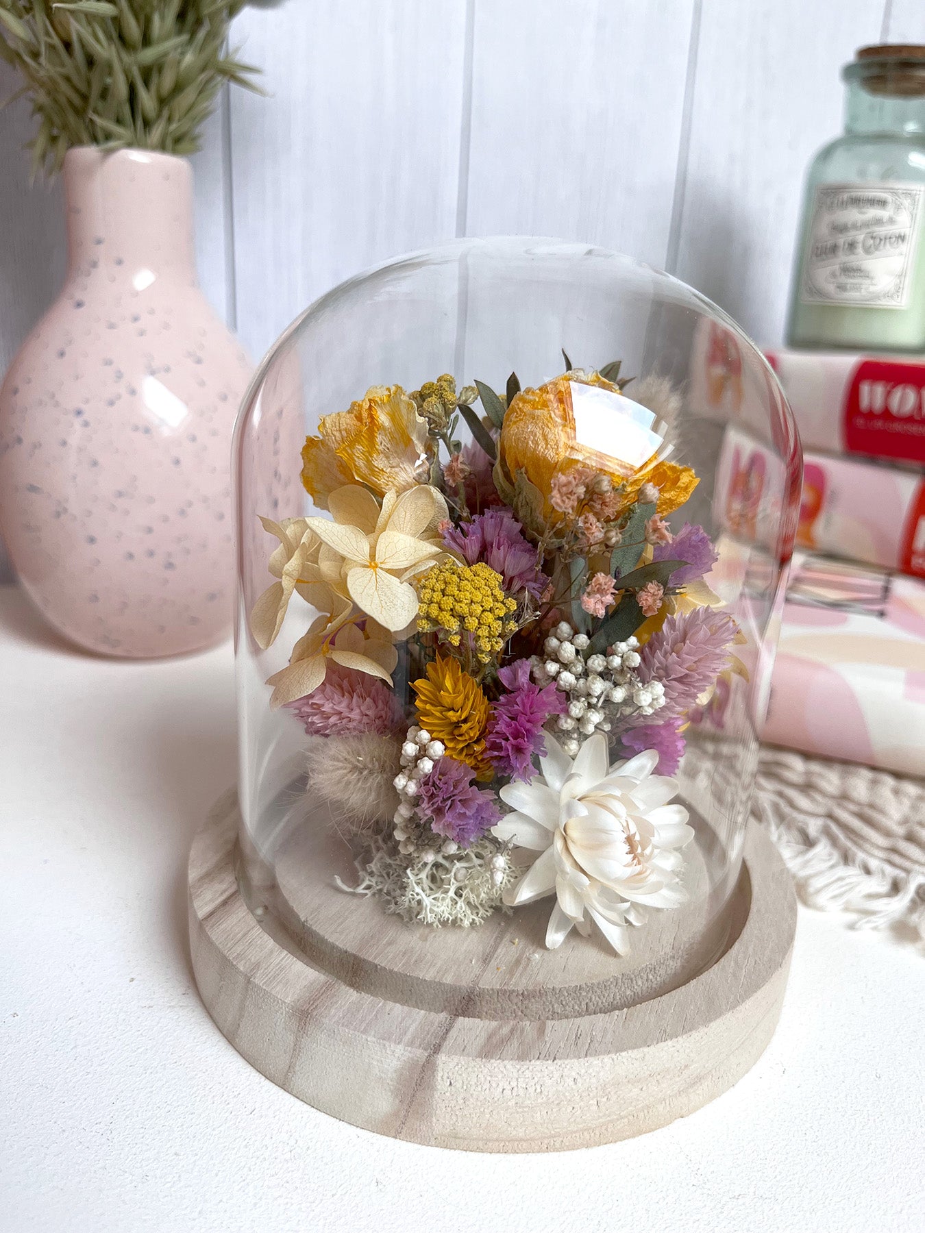 Cloche de fleurs séchées CLÉMENTINE