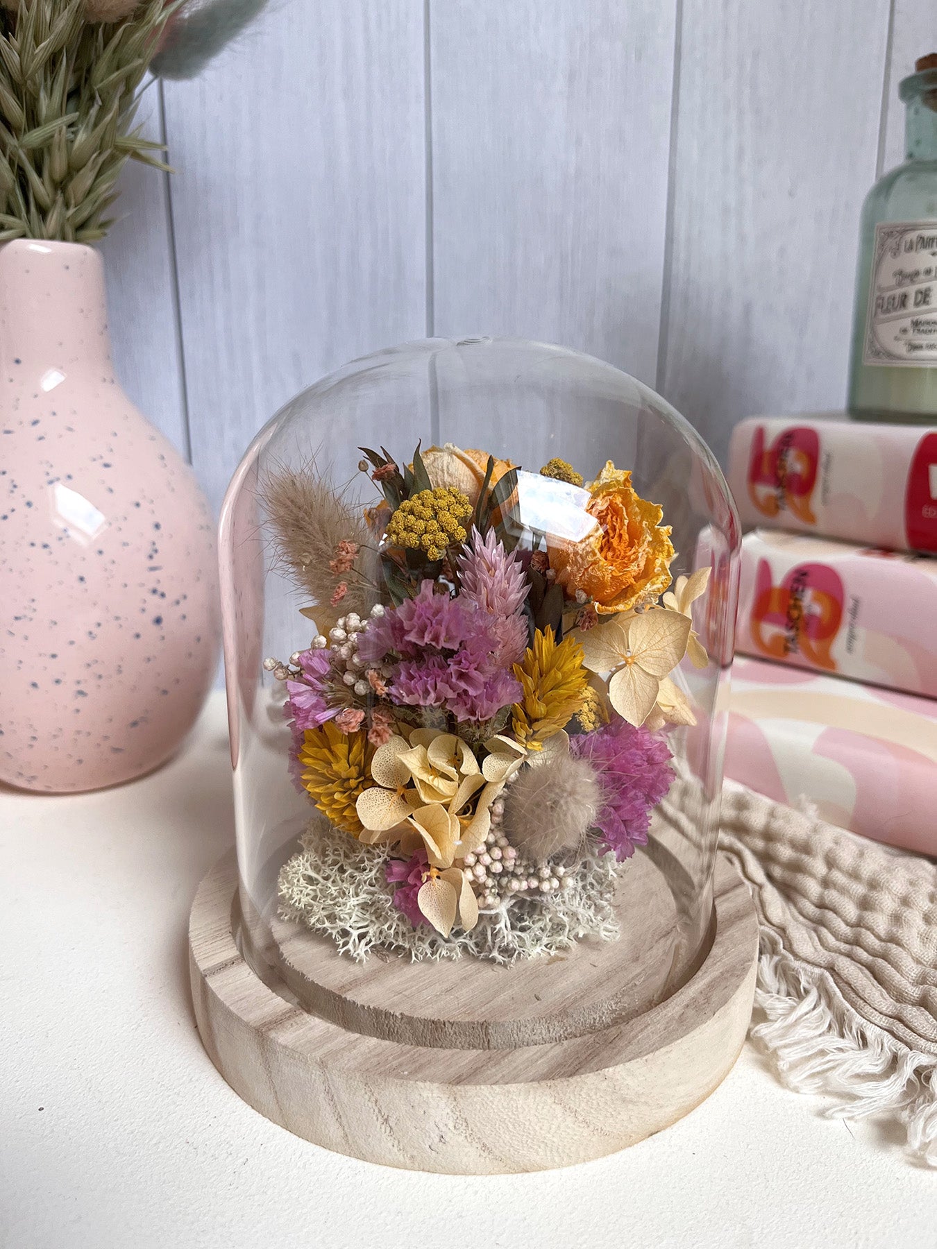 Cloche de fleurs séchées CLÉMENTINE