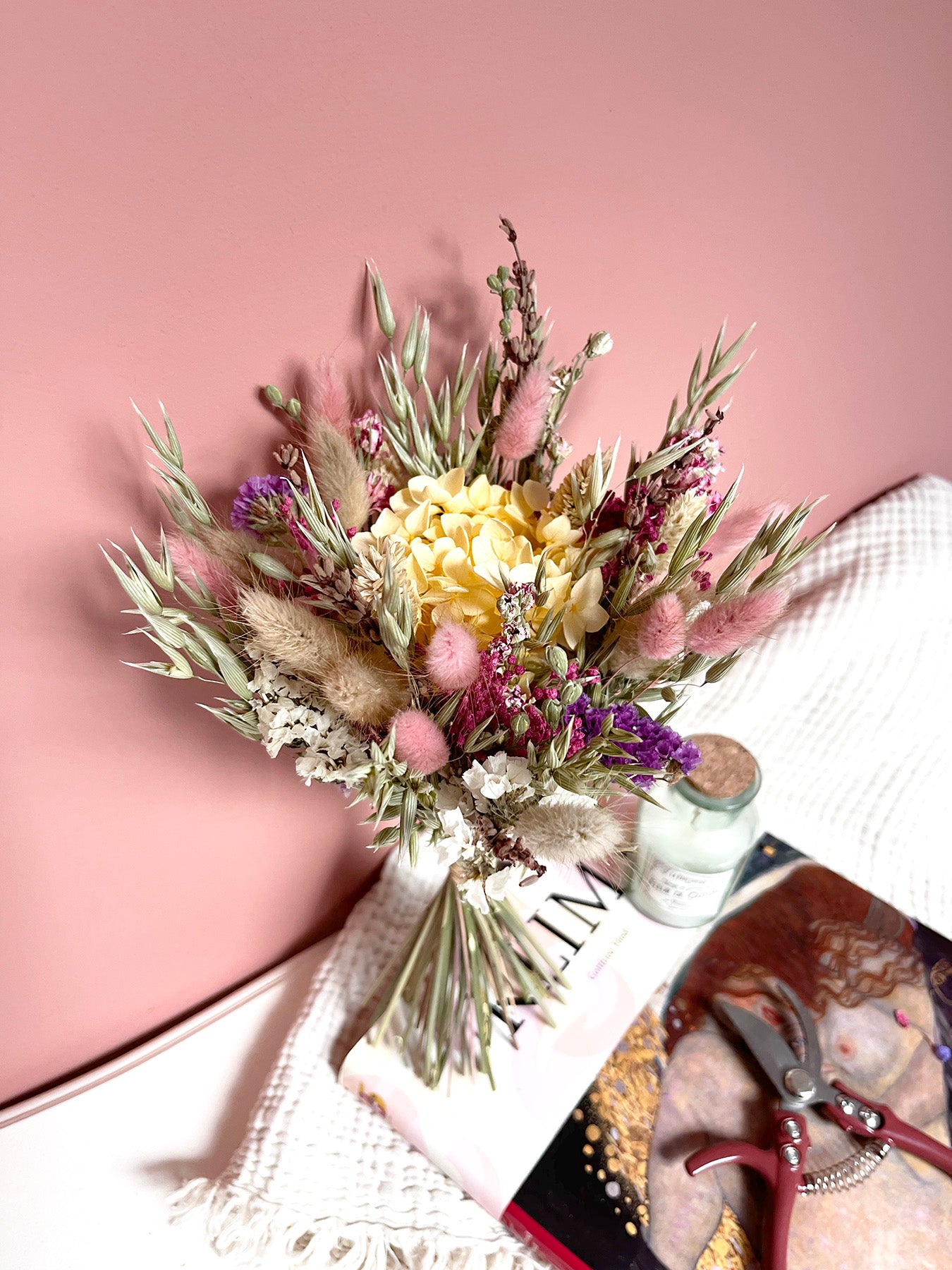 Bouquet de fleurs séchées multicolore ABRICOT
