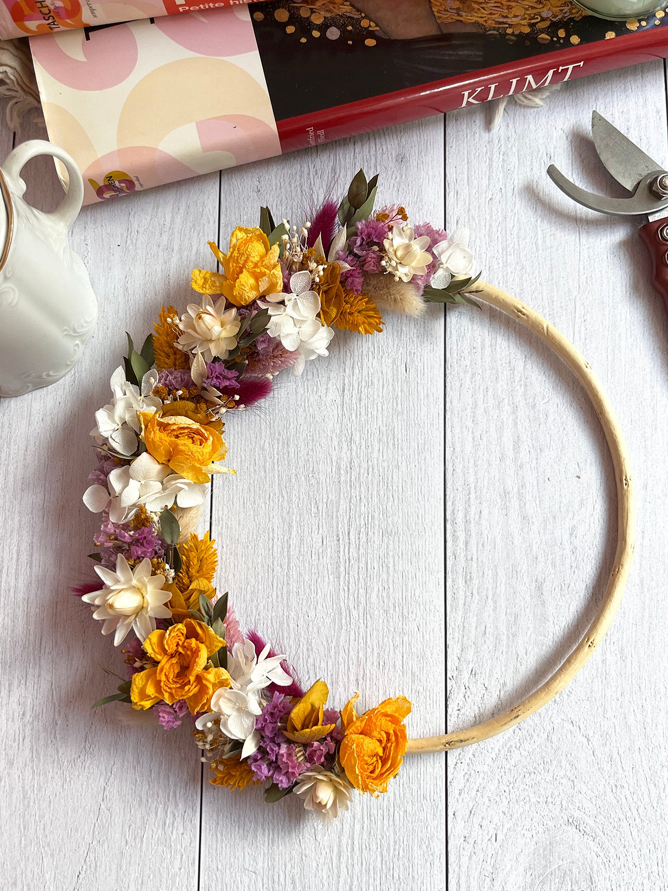 Couronne de fleurs séchées MYRTILLE