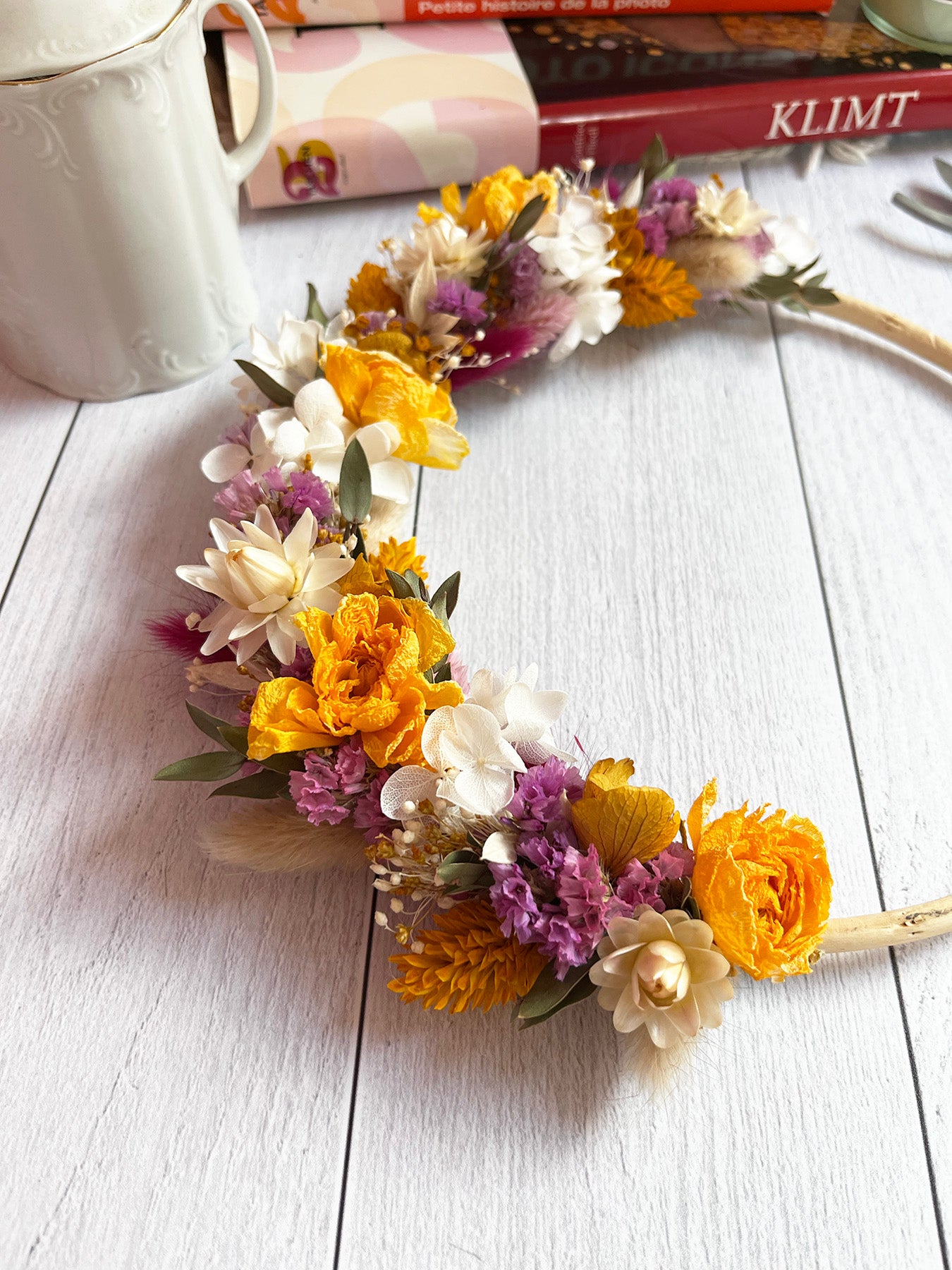 Couronne de fleurs séchées MYRTILLE