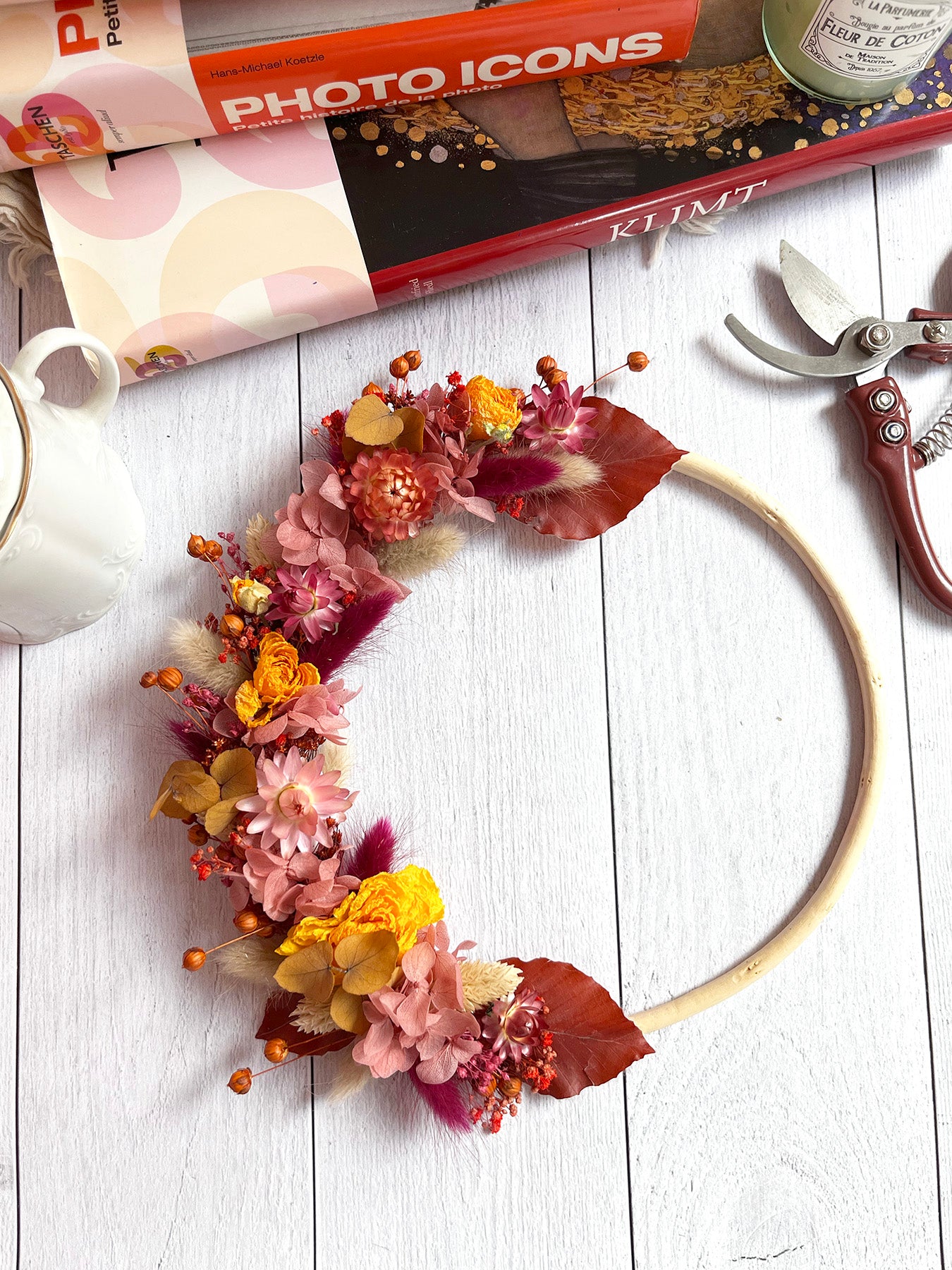 Couronne de fleurs séchées AZÉLIE