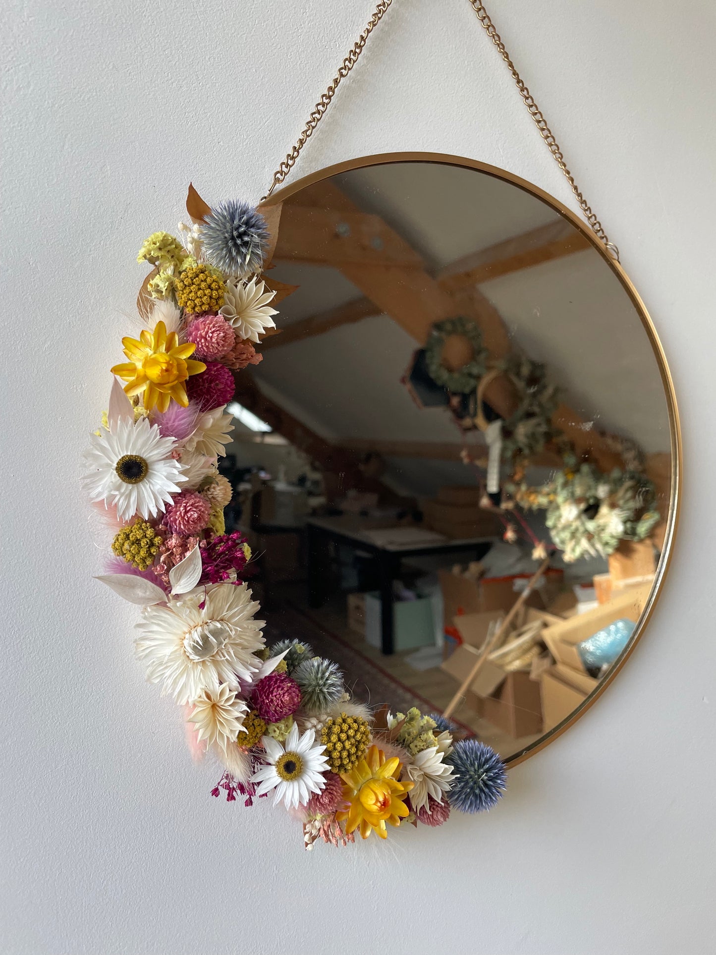Miroir fleuri sur mesure