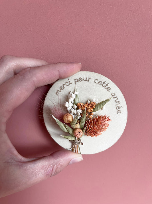 Magnet en bois rond "Merci pour cette année"