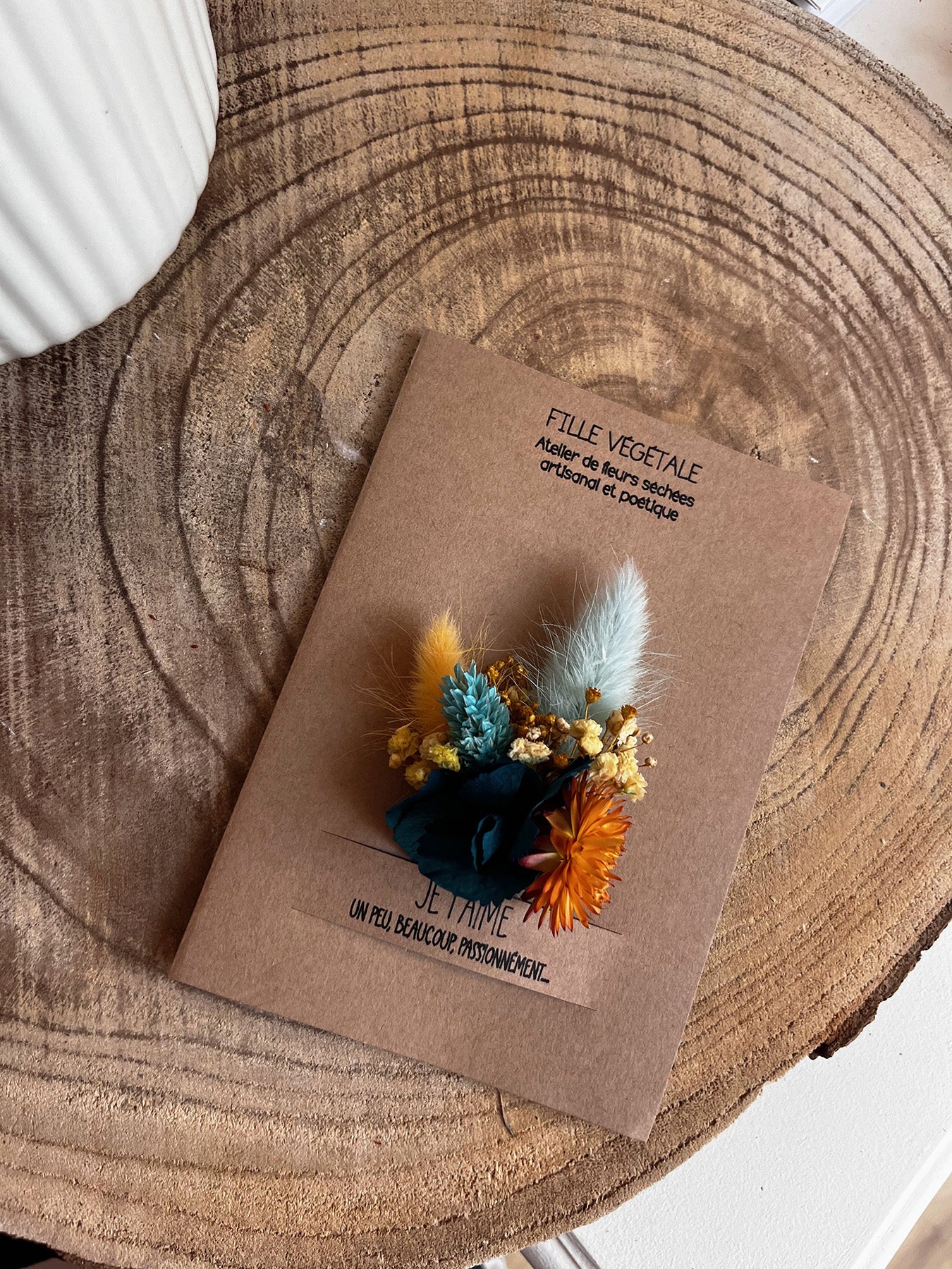 Carte à message personnalisable avec bouquet de fleurs séchées