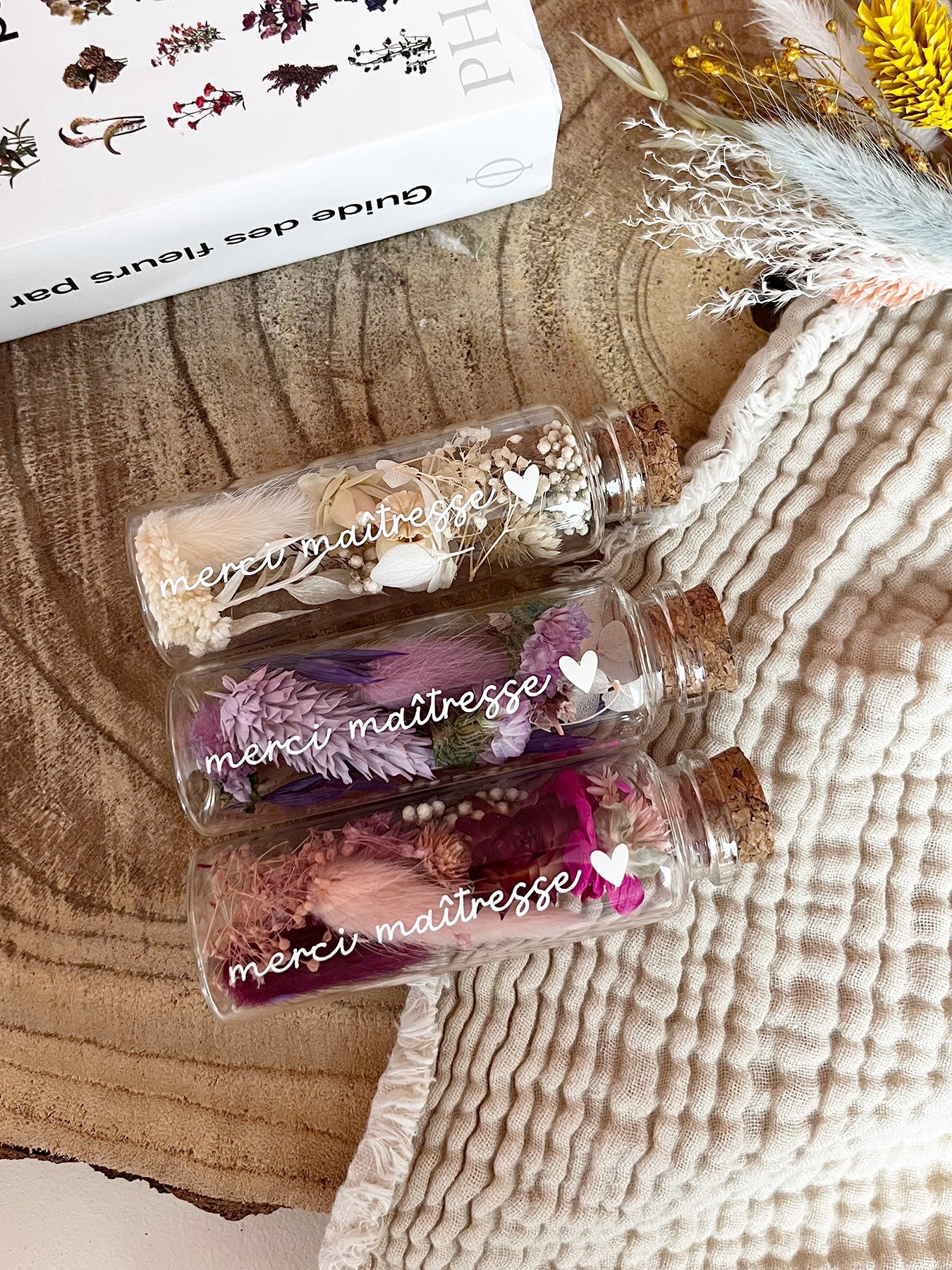 Fiole de fleurs séchées sur mesure