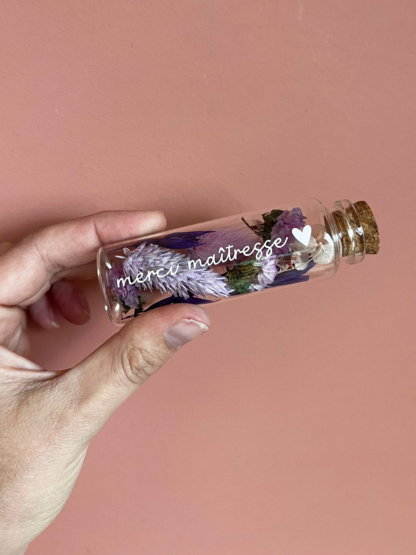 Fiole de fleurs séchées sur mesure