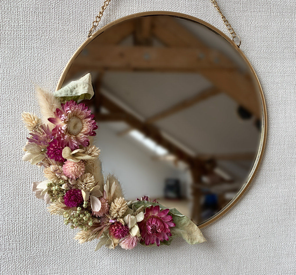 Miroir fleuri sur mesure
